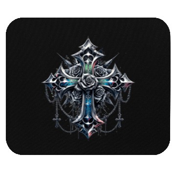 Discover Gothic Crosses - 4 point with Roses Mouse Pads