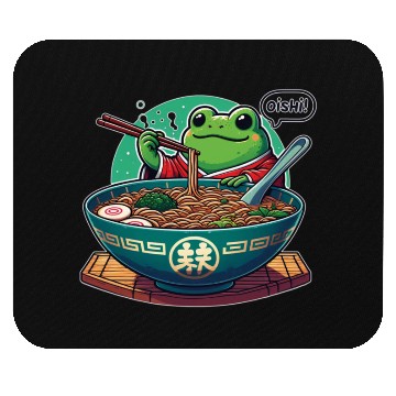 Discover Cute Frog Enjoying Ramen - Oishii! Mouse Pads