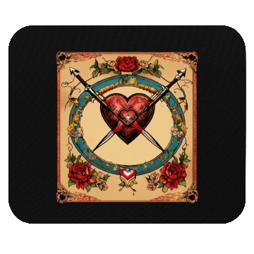 Discover Traditional Tattoo Heart with Cupid Bow Mouse Pads