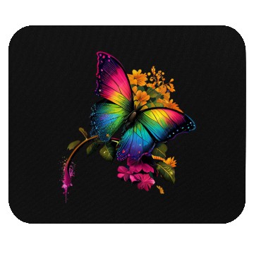 Discover rainbow butterfly on flower Mouse Pads