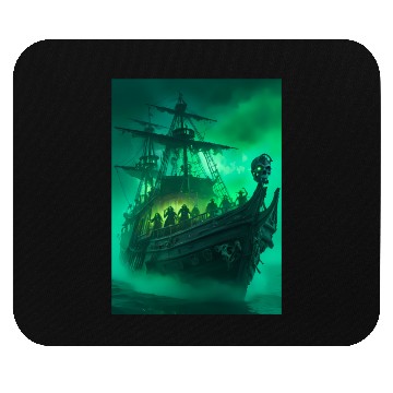 Discover Ghost Ship Mouse Pads - Haunting Pirate Ship in Fog