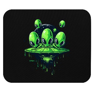 Discover Funny Flying Saucer Alien Invasion Mouse Pads