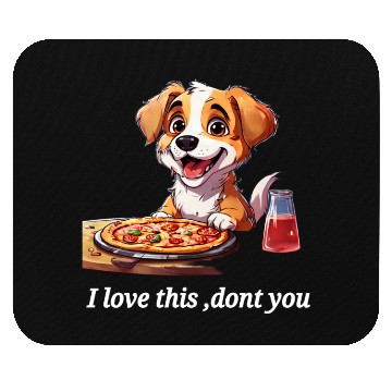 Discover doggy with pizza Mouse Pads