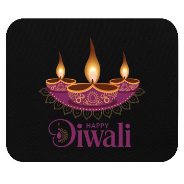 Discover Happy Diwali with Beautiful Diya Lamps Mouse Pads