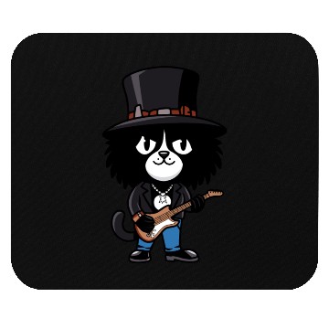 Discover Guitar Playing Black & White Cat Mouse Pads