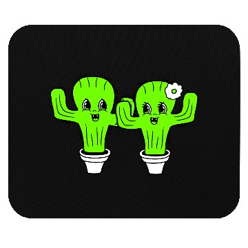 Discover 2 Cactus Pair Plants Prickly Cactus Love Couple Mouse Pads
