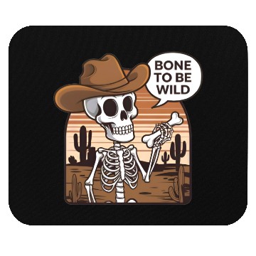 Discover Bone to be Wild Funny Skeleton Wild West Mouse Pads