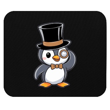 Discover Classy Penguin with Top Hat and Monocle Mouse Pads