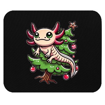 Discover Cute Axolotl Christmas Tree Comic Style Mouse Pads