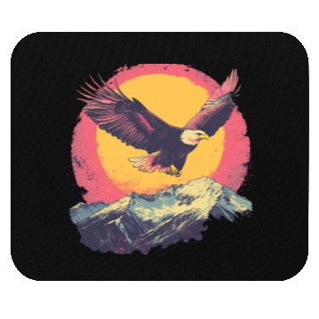 Discover Eagle Flying Over Mountains Retro Art Mouse Pads