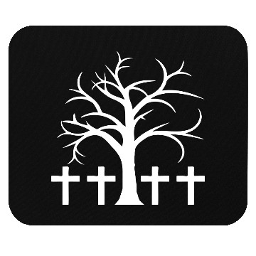 Discover Tree Bald Winter Autumn Crosses Halloween Cemetery Mouse Pads