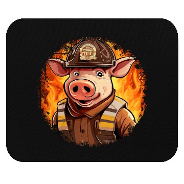 Discover Firefighter pig Mouse Pads