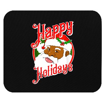 Discover Happy Holidays African American Black Santa Claus Mouse Pads