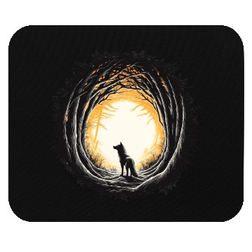 Discover Wolf In Forest Silhouette Mouse Pads