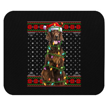 Discover Irish Setter Dog Ugly Christmas Lights Mouse Pads