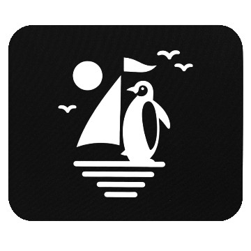 Discover Penguin Sailboat Silhouette Minimalist Mouse Pads