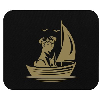 Discover Pug silhouette sailboat minimalist Mouse Pads