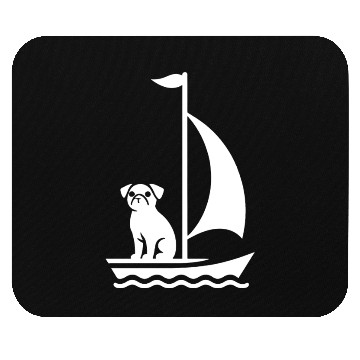 Discover Pug in Boat Silhouette Sailing Minimalist Mouse Pads