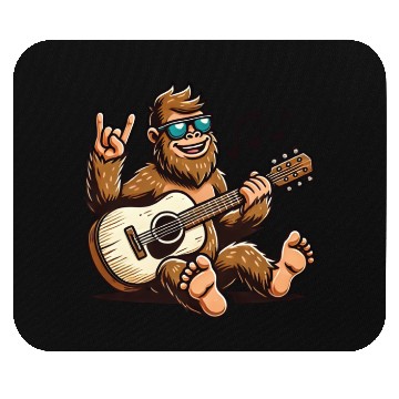 Discover Funny Bigfoot Sasquatch Singing Guitar Playing Mouse Pads