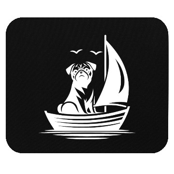 Discover Pug silhouette sailboat minimalist Mouse Pads