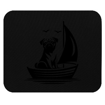 Discover Pug silhouette sailboat minimalist Mouse Pads