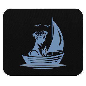 Discover Pug silhouette sailboat minimalist Mouse Pads