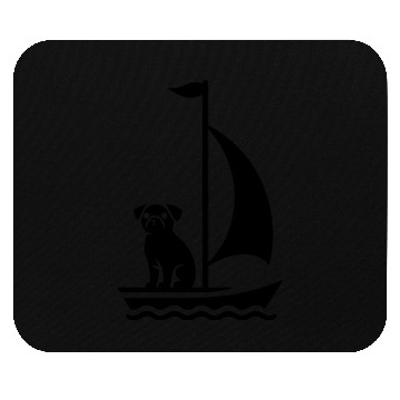 Discover Pug in Boat Silhouette Sailing Minimalist Mouse Pads