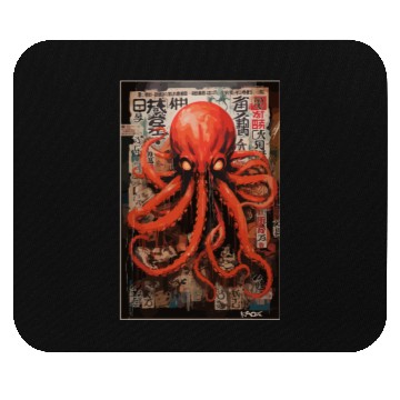 Discover Street Art Red Octopus Mouse Pads