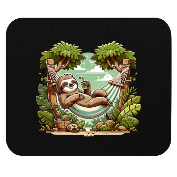 Discover Relaxing Sloth In Hammock Under Palm Trees Mouse Pads