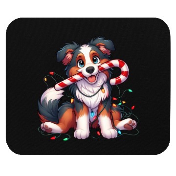 Discover Christmas Dog Australian Shepard Lights Mouse Pads