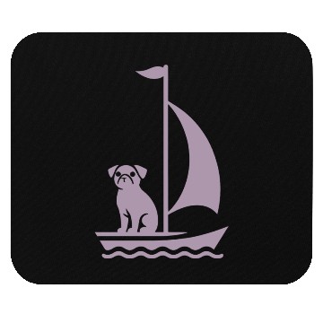 Discover Pug in Boat Silhouette Sailing Minimalist Mouse Pads