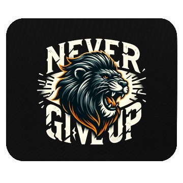 Discover Never Give Up Fiery Lion Motivational Mouse Pads