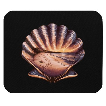 Discover Seashell Beach Scene Serene Ocean Landscape Mouse Pads