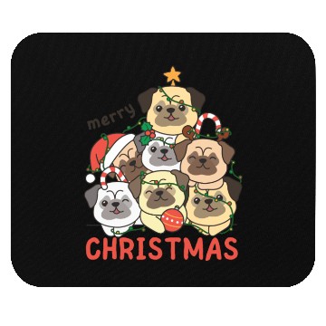 Discover Pug Christmas Tree Merry Christmas Mouse Pads
