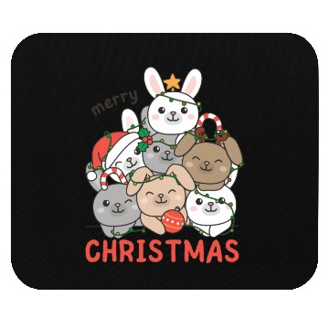 Discover Bunny Christmas Tree Merry Christmas Mouse Pads