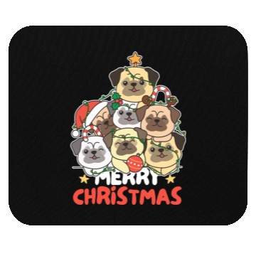 Discover Pug Christmas Tree Merry Christmas Mouse Pads