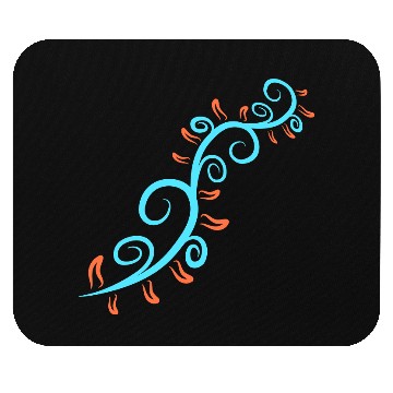 Discover Vine Plant Blue Orange Leaves Decorative Pattern Mouse Pads