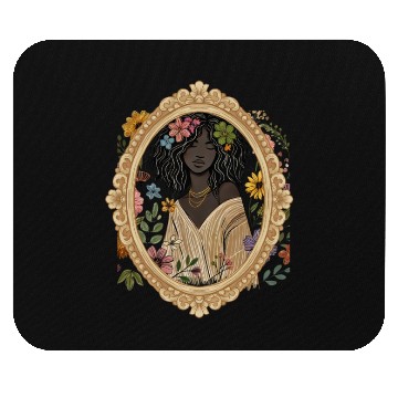 Discover Flower Woman in a Vintage Frame Mouse Pads