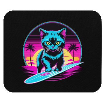 Discover Kitty Surfer Mouse Pads