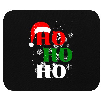 Discover Christmas Ho Ho Ho Snow Flakes with Santa Hat Mouse Pads