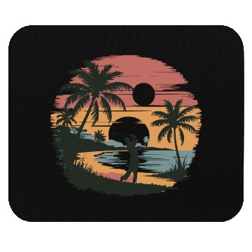 Discover Coastal Golf Silhouette | Seaside Sun and Sports Mouse Pads