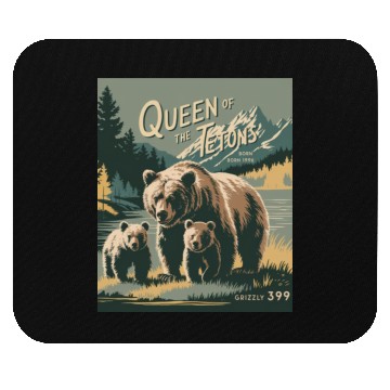 Discover Queen of the Tetons Grizzly 399 Vintage Nature Art Mouse Pads