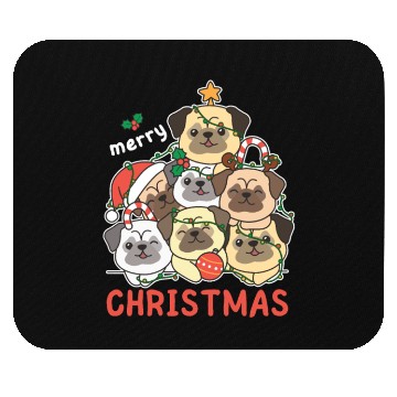 Discover Pug Christmas Tree Merry Christmas Mouse Pads