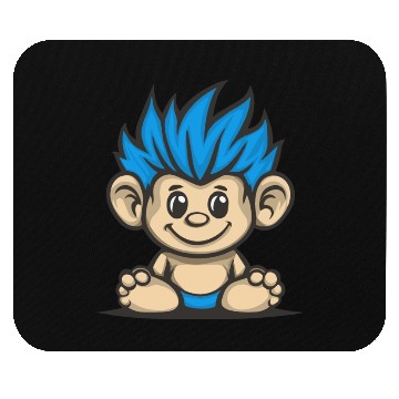 Discover Blue Haired Cute Chibi Monkey Mouse Pads