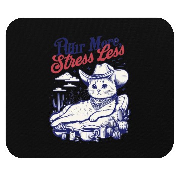 Discover Cat Cowboy Chill Vibes Mouse Pads