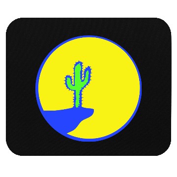 Discover Cactus Moon Evening Mountain Cliff Night Round Sun Mouse Pads