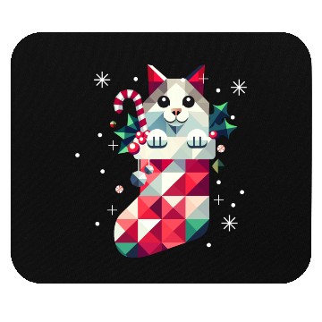 Discover cute cat in a colorful Christmas stocking Mouse Pads