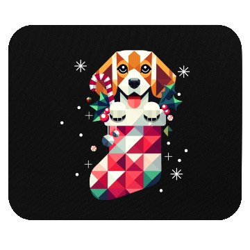 Discover Beagle in a colorful Christmas stocking Mouse Pads