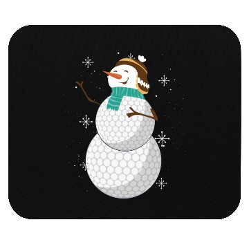Discover Snowman with Golf Ball Body and Winter Charm Mouse Pads