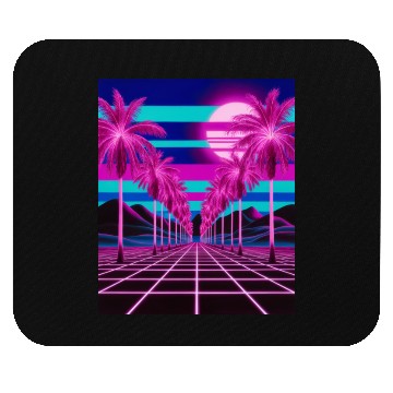Discover Neon Dreamscape: Retro-Futuristic Synthwave Sunset Mouse Pads